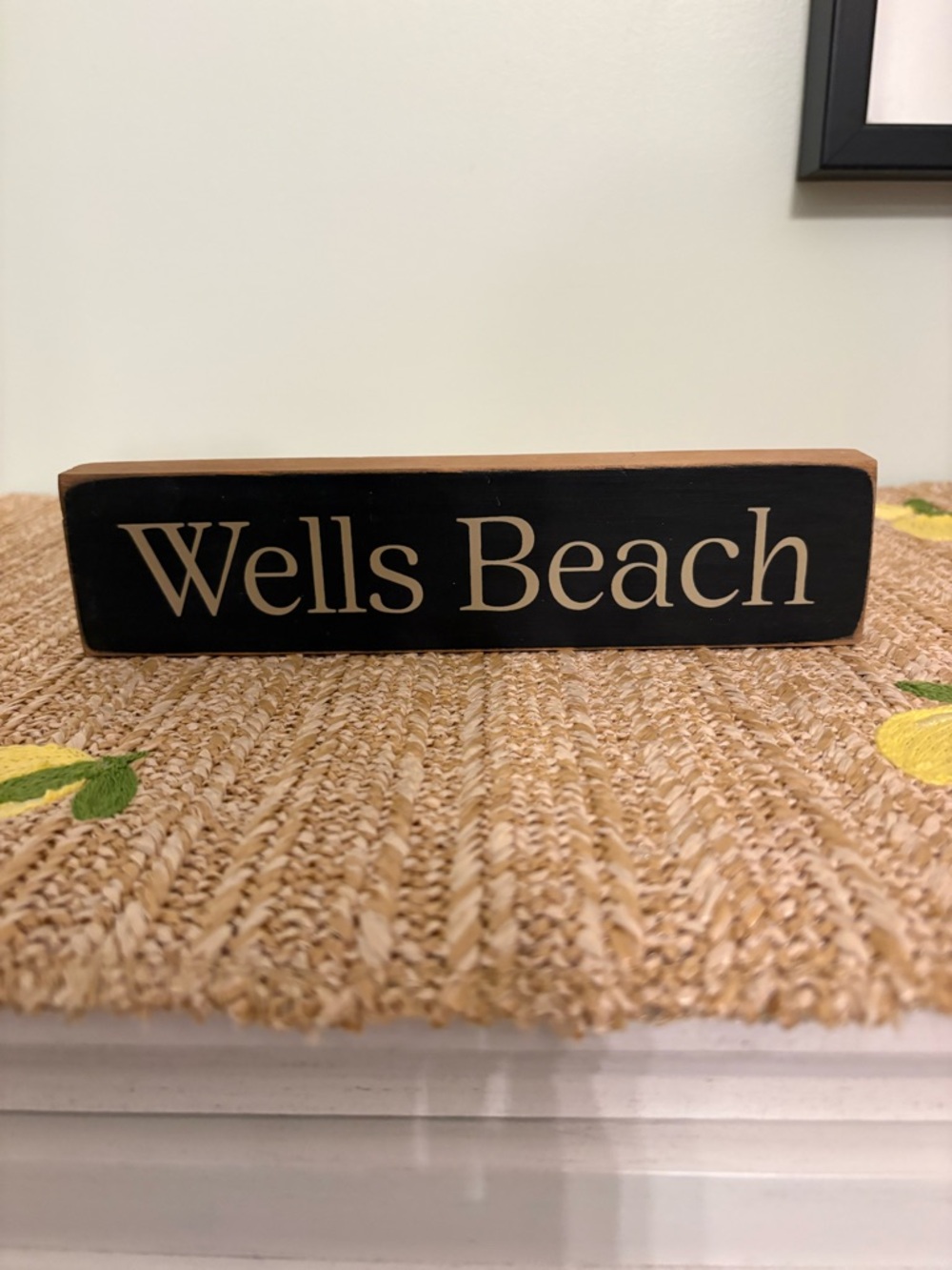 Wells Beach Maine Wood Sign Cousin Farm Handmade USA Shelf Sitter Coastal Decor